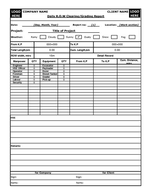 Construction Daily Report Template Excel Project Status With Monthly