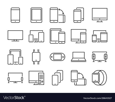Device Icon Electronic And Devices Line Icons Set Vector Image
