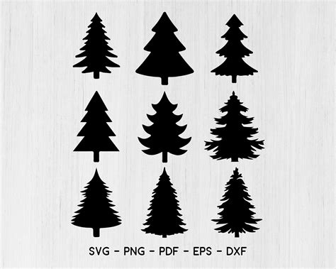 Christmas Svg Pine Trees Svg Handdrawn Christmas Tree Clipart Forest