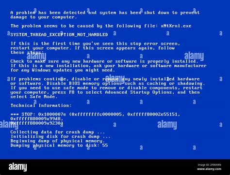 Écran BSOD ancien logiciel de plantage d erreur PC bug du système de mort sur écran bleu