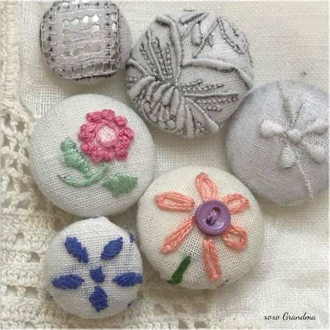 Make Tufting Buttons With Old Embroidery How Cute Are These Floral