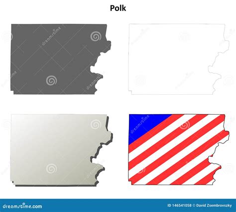 Polk County Oregon Outline Map Set Stock Vector Illustration Of