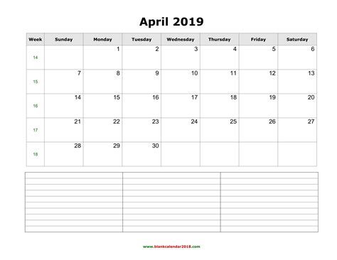 April 2019 Calendar Notes Qualads