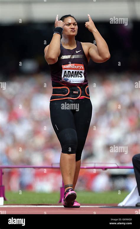New Zealands Valerie Adams Reacts During The Womens Shot Put During Day Two Of The Iaaf London
