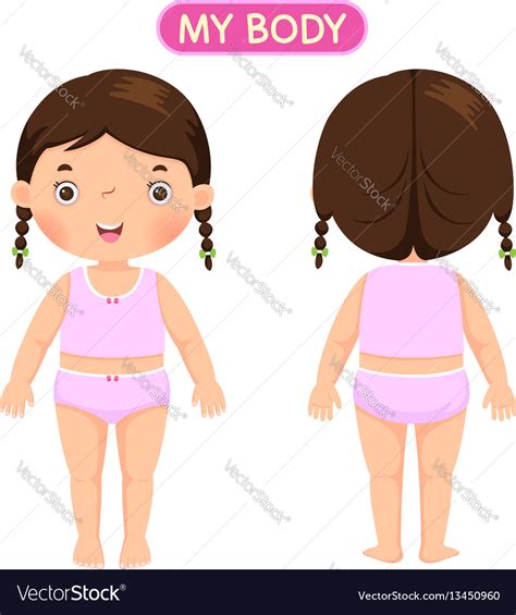 A Girl Showing Parts Of The Body Royalty Free Vector Image