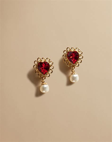 Lyst Dolce And Gabbana St Valentine Earrings With Crystal Heart And