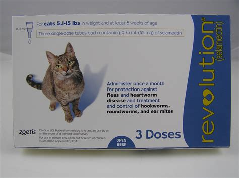 Your cat will be protected for 5 weeks. Revolution Spot On Flea Treatment for Cat 5.1-15 Lbs