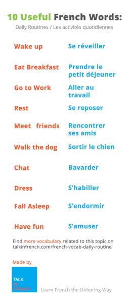 French Vocab 45 Words To Express Your Daily Routine Learn French
