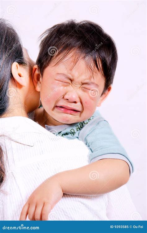 Crying Boy On Mothers Shoulder Royalty Free Stock Photo Image 9393585