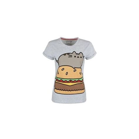 Pusheen Burger Ladies Heather Grey Rolled Sleeve T Shirt Liked On