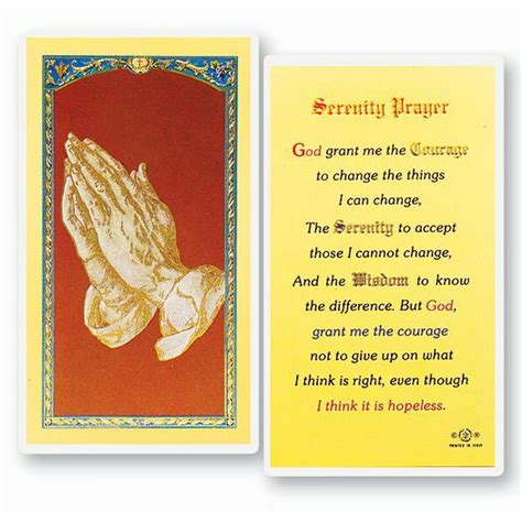 Serenity Prayer Long Version Holy Card Laminated Italian Holy