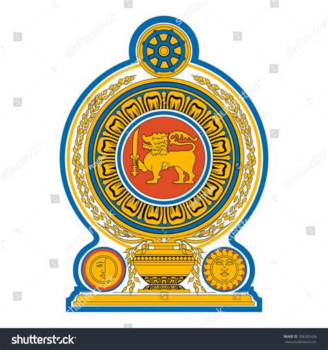 Sri Lanka Emblem National Coat Arms Stock Vector 306302426 Shutterstock