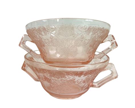 Hazel Atlas Florentine Pink Depression Glass Cream Soup Bowl Ca S