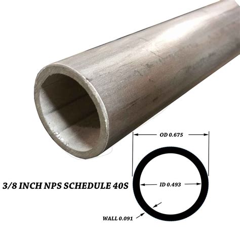 304 Stainless Steel Pipe 38 Inch Nps 72 Inches Long Schedule 40s 0