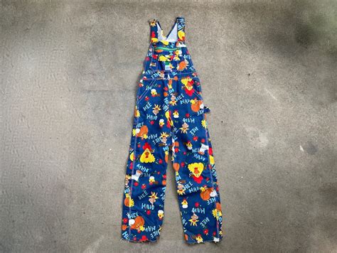 Vintage 1970s Hee Haw All Over Print Denim Overalls Size Small 28 X 28