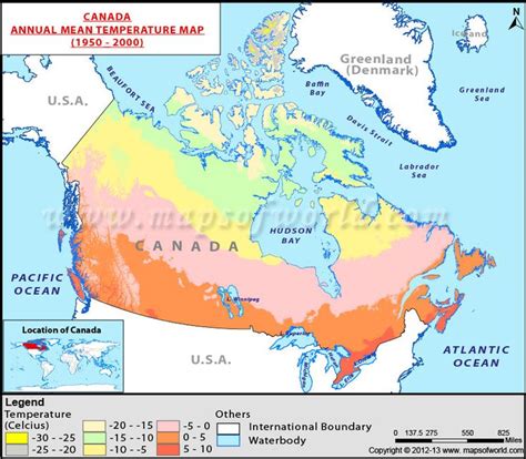 Canada Annual Mean Temperature Map Map Canada Temperatures