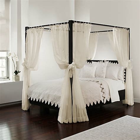 Bed Canopy Ivory Sheer Panels Complete 8 Piece Set With Ties Backs Fits All Size Beds