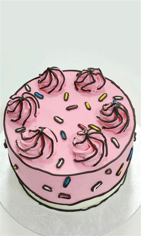 50 Cute Comic Cake Ideas For Any Occasion Pink Cake With Black