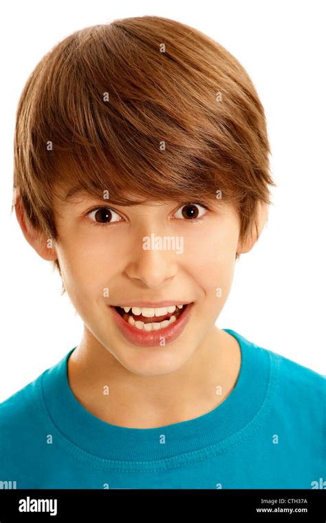 Portrait Of Young Amazed Boy Stock Photo Alamy