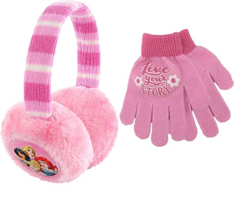 Disney Winter Earmuffs Warmers And Kids Gloves Sets Princess Plush