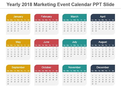 Yearly 2018 Marketing Event Calendar Ppt Slide Powerpoint Slide
