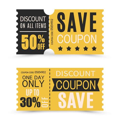 Set Of Discount Coupons In Different Shapes T Voucher With Coupon