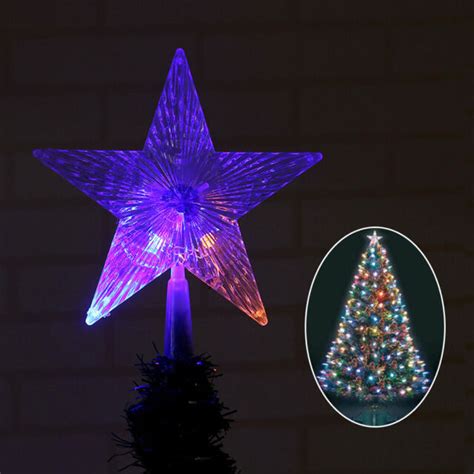 Flashing Colour Changing Led Star Light Christmas Tree Topper Home
