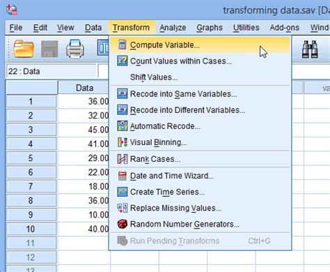 How to obtain z scores in spss is illustrated. Transforming Data in SPSS Statistics