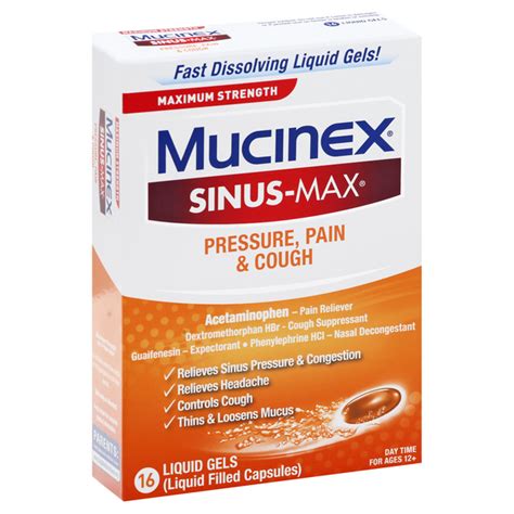 Mucinex Sinus Max Maximum Strength Pressure Pain And Cough Liquid Gels Hy Vee Aisles Online
