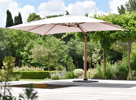 Genießen sie ihre versammlungen im freien, partys, grillabende, camping usw. Ampelschirm KING 3 x 4 m ecru Aluminiummast in Holzoptik ...