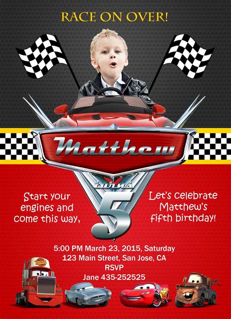 Free Printable Cars Birthday Invitation Cards
