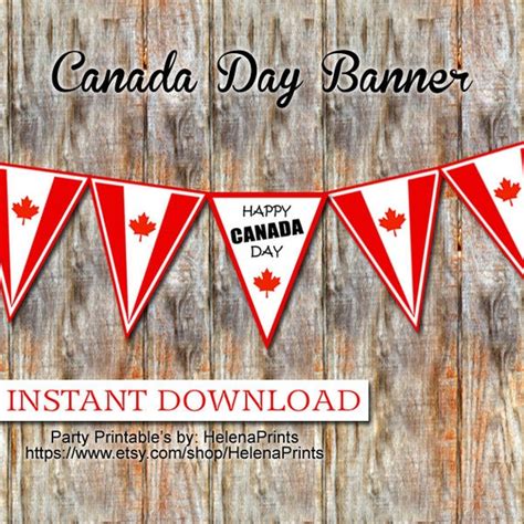 Canada Day Banner Printable Party Banner Instant By HelenaPrints