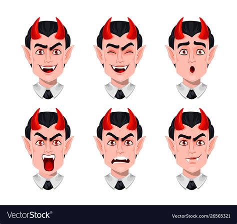 Devil Emotions Various Facial Expressions Vector Image