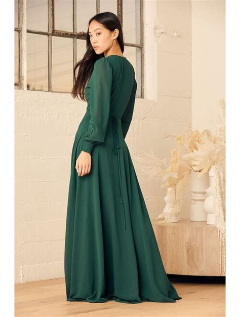 Buy Lulus My Whole Heart Emerald Green Long Sleeve Wrap Dress Online