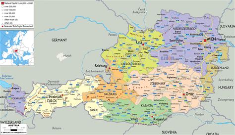 Desastre Pionero Involucrado Austria Mapa Politico Consonante Un Poco