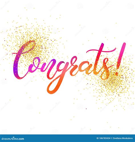 Congrats Brush Calligraphy Hand Lettering In Pink Orange And Purple