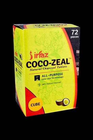 Coco-Zeal Natural Coconut Charcoal Cube Tablets - 72 Pack