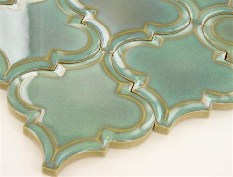 Shore Arabesque Beveled Green Glossy Porcelain Tile Arabesque Tile