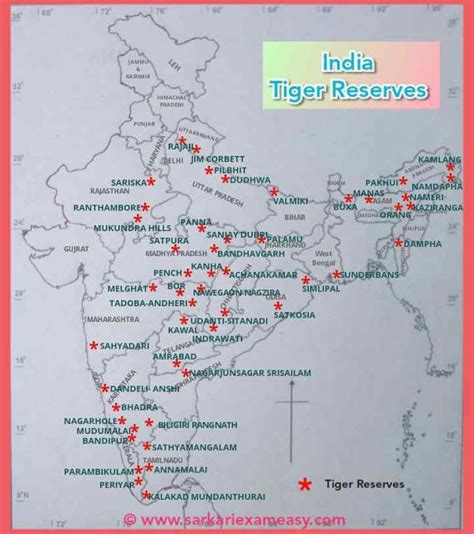 Tiger Reserves In India Map India Map Map General Knowledge Facts