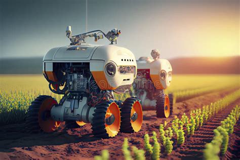 Smart Robotic Farmers Concept Robot Farmers Agriculture Technology