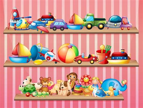 Shelves Full Of Different Toys 418755 Vector Art At Vecteezy