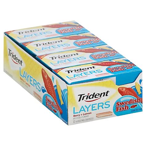 Trident Layers Gum Sugar Free Swedish Fish Berry Lemon 12 14 Count