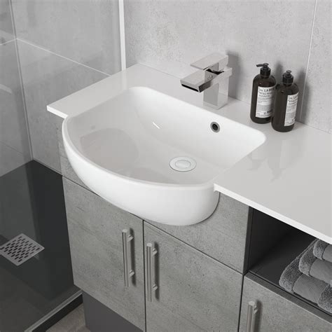 Arco Semi Recess Basin With Right Hand Combined Worktop Wing Fitted Bathroom Loft Bathroom