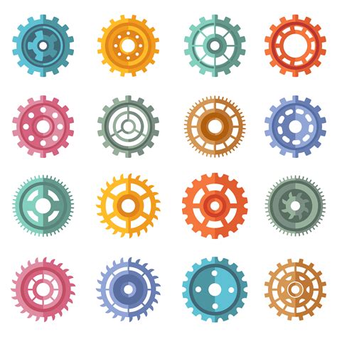 Various Style Color Gears Set 469919 Vector Art At Vecteezy
