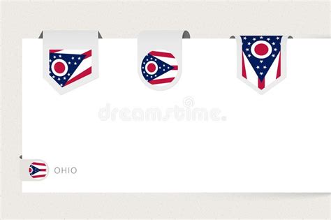 Label Flag Collection Of Us State Ohio In Different Shape Ribbon Flag