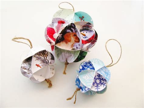 A Mom A Kid And Art Upcycled Christmas Card Ornaments