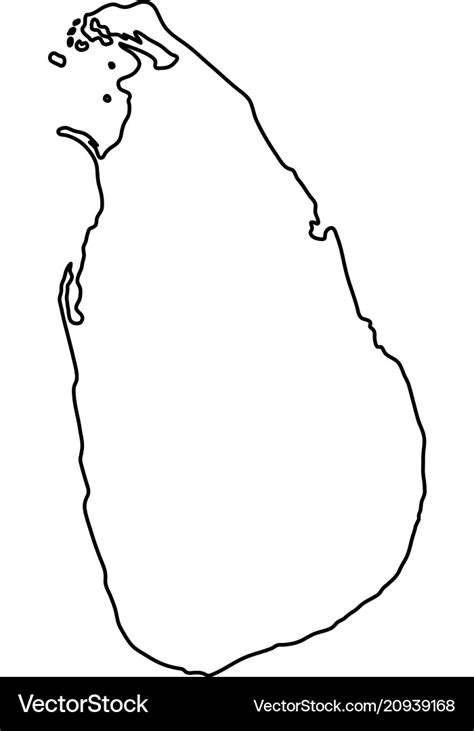 Sri Lanka Map Black Contour Curves On White Vector Image