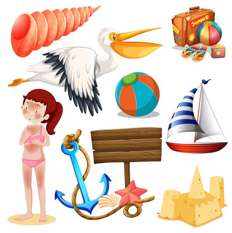 Set Of Isolated Summer Holiday Theme 699814 Vector Art At