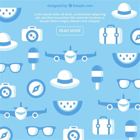 Free Vector Blue Travel Concept Background With Elements