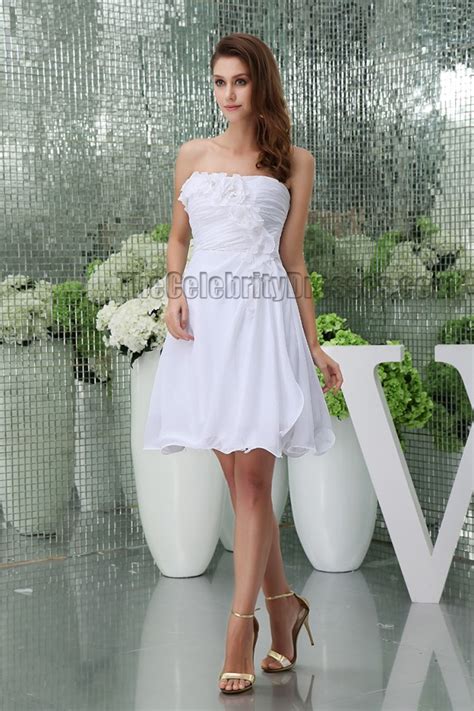 Discount Short White Strapless Party Homecoming Graduation